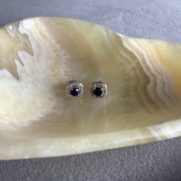 Sapphire and Diamond Earrings Sterling Silver - Picture 4 of 8